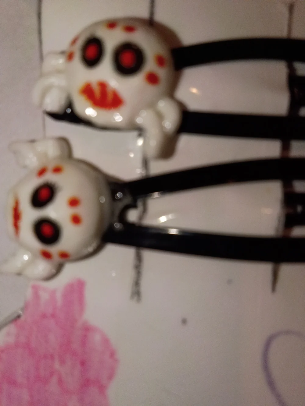 Kids White Skull Hair Clips - Cute Halloween Accessory